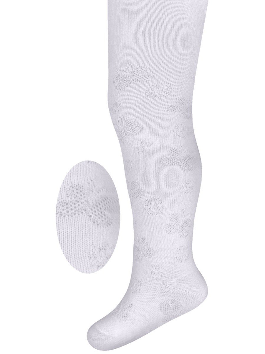 Rajstopy dziewczęce bawełniane, białe, ażurowy wzór, Milusie