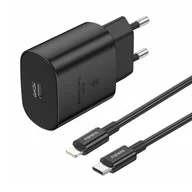 Ładowarki do telefonów - Ładowarka sieciowa Foneng EU51 USB-C 25W + kabel USB-C - Lightning (czarna) - miniaturka - grafika 1