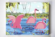 Malowanie po numerach - Trzy flamingi, ptaki, zwierzęta, abstrakcja, malowanie po numerach, blejtram - miniaturka - grafika 1