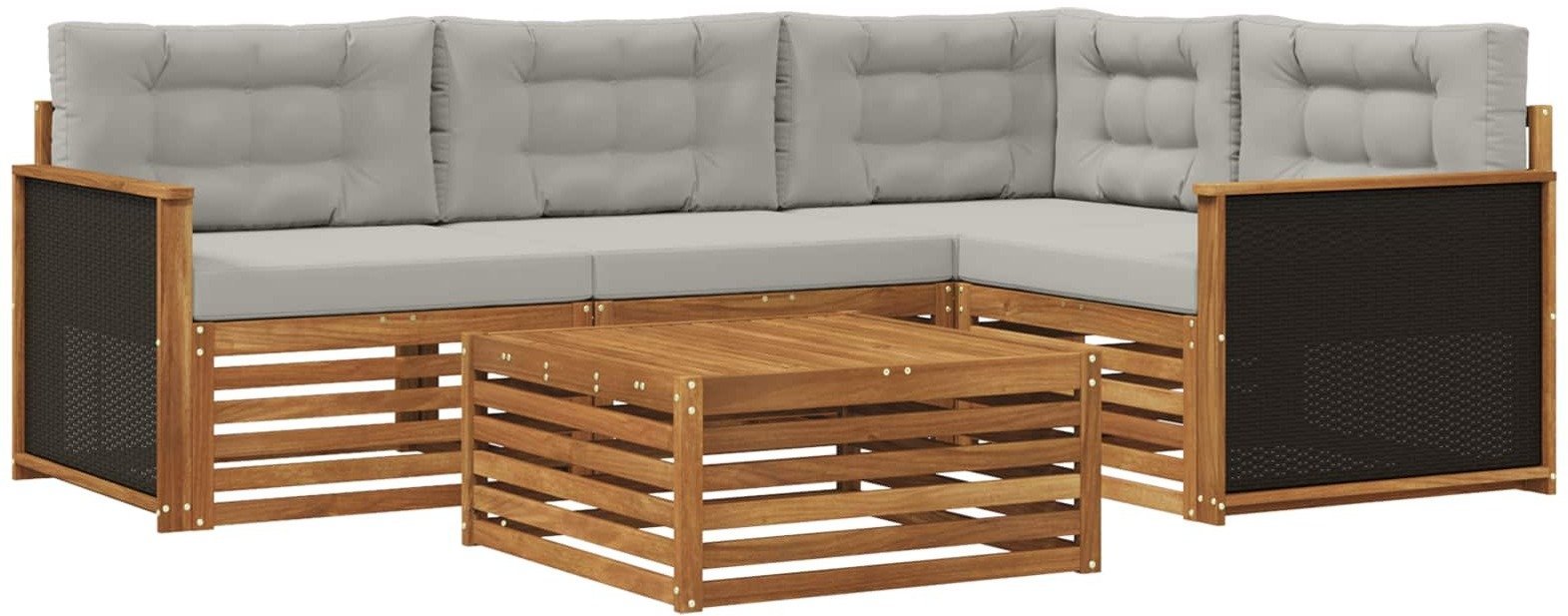 vidaXL Zestaw sof na zewnątrz 5 pcs Naturalny i jasnoszary