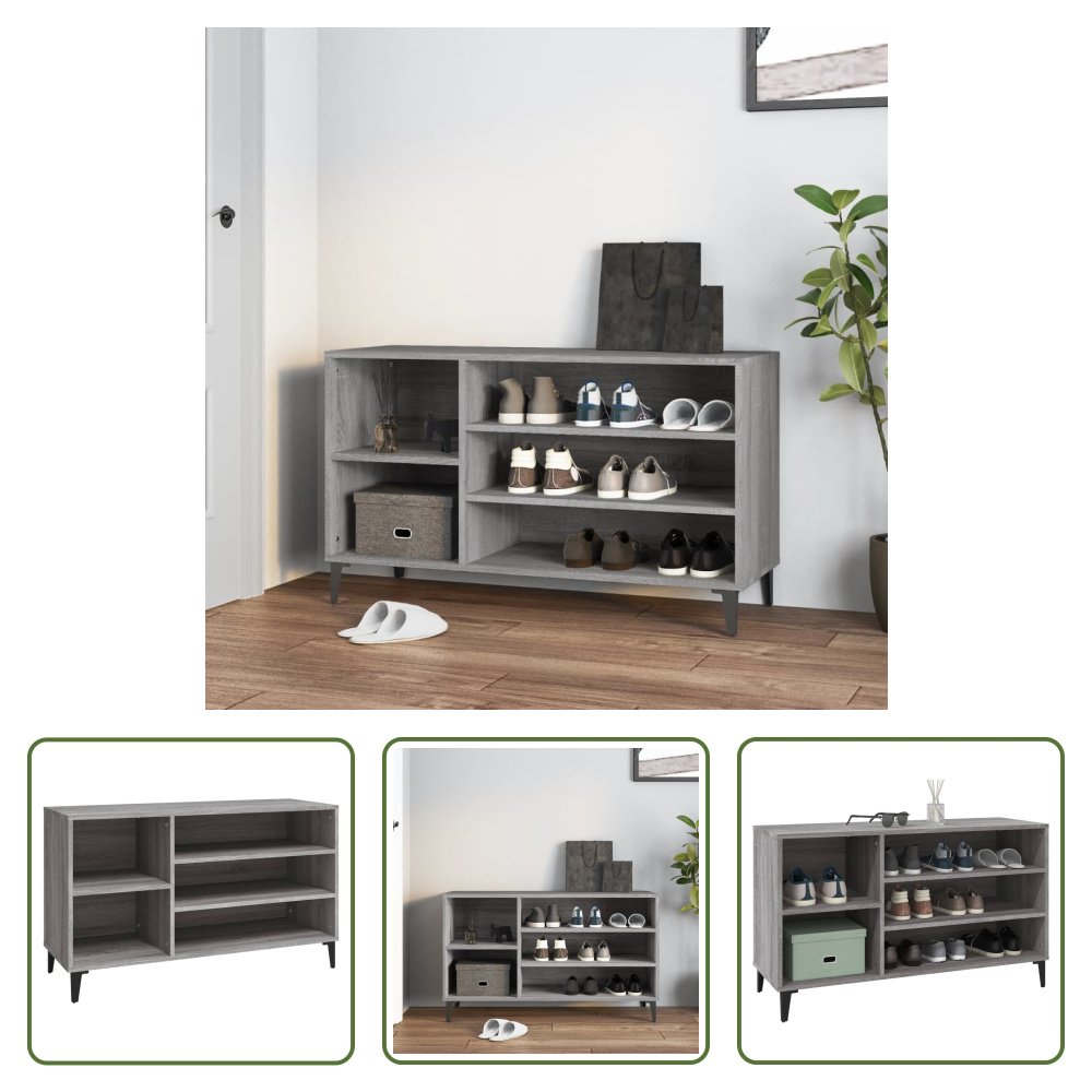 The Living Store Stojak na buty szary Sonoma 102x36x60 cm Materiał drewnopochodny