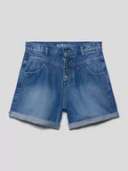 Spodnie i spodenki dla dziewczynek - Szorty jeansowe z przeszytymi zakończeniami nogawek model ‘TENCEL’ - miniaturka - grafika 1