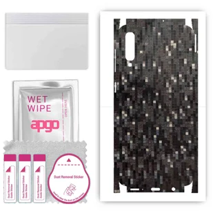 Folia naklejka skórka strukturalna na TYŁ+BOKI do Samsung Galaxy A50 -  Carbon Pixel Czarny - apgo SKINS - Szkła hartowane na telefon - miniaturka - grafika 1