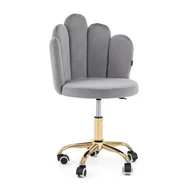Krzesła - Krzesło obrotowe muszelka DC-6092S szary welur, złote nogi - miniaturka - grafika 1