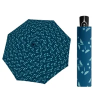 Parasole - Automatyczna parasolka damska do torebki DOPPLER Fiber Magic, niebieska w listki - miniaturka - grafika 1