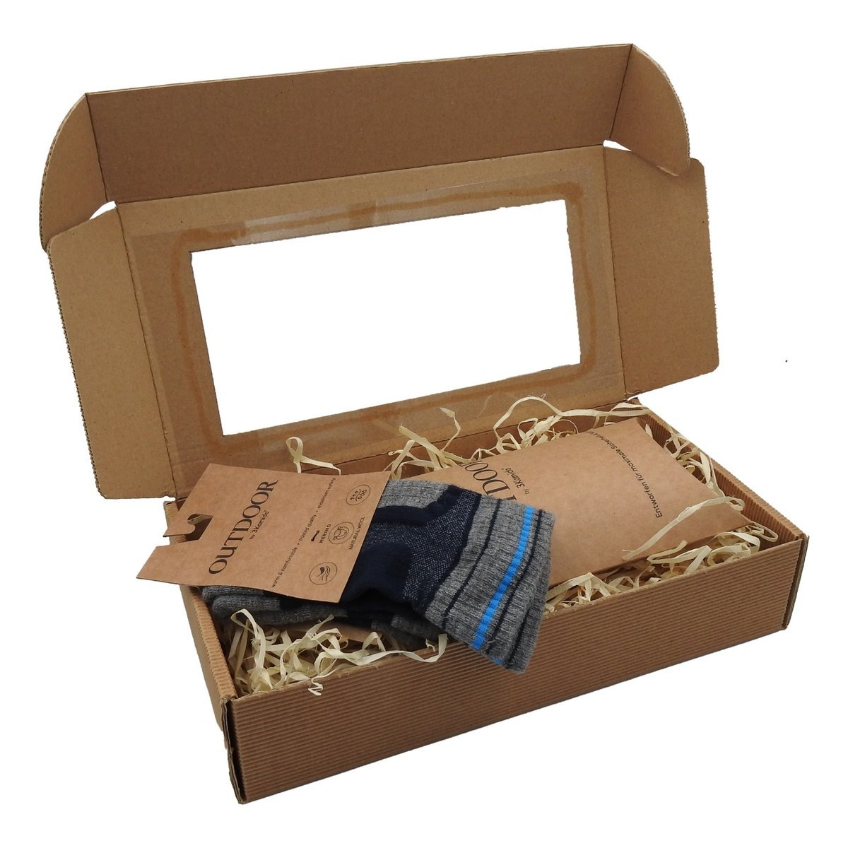 Zestaw prezentowy dla Dziadka : 1 para bardzo ciepłych i miękkich skarpet 3Kamido Merino szaro - granatowych, w ładnym pudełku prezentowym rozmia..