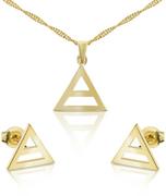 Zestawy biżuterii dla kobiet - Komplet biżuterii srebrnej pozłacanej trójkąty - miniaturka - grafika 1
