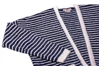 Swetry damskie - Jalene Damska modna kurtka w paski, długi kardigan nylonowy, granatowy, białe paski, rozmiar XS/S, Granatowe białe paski, XS - grafika 1