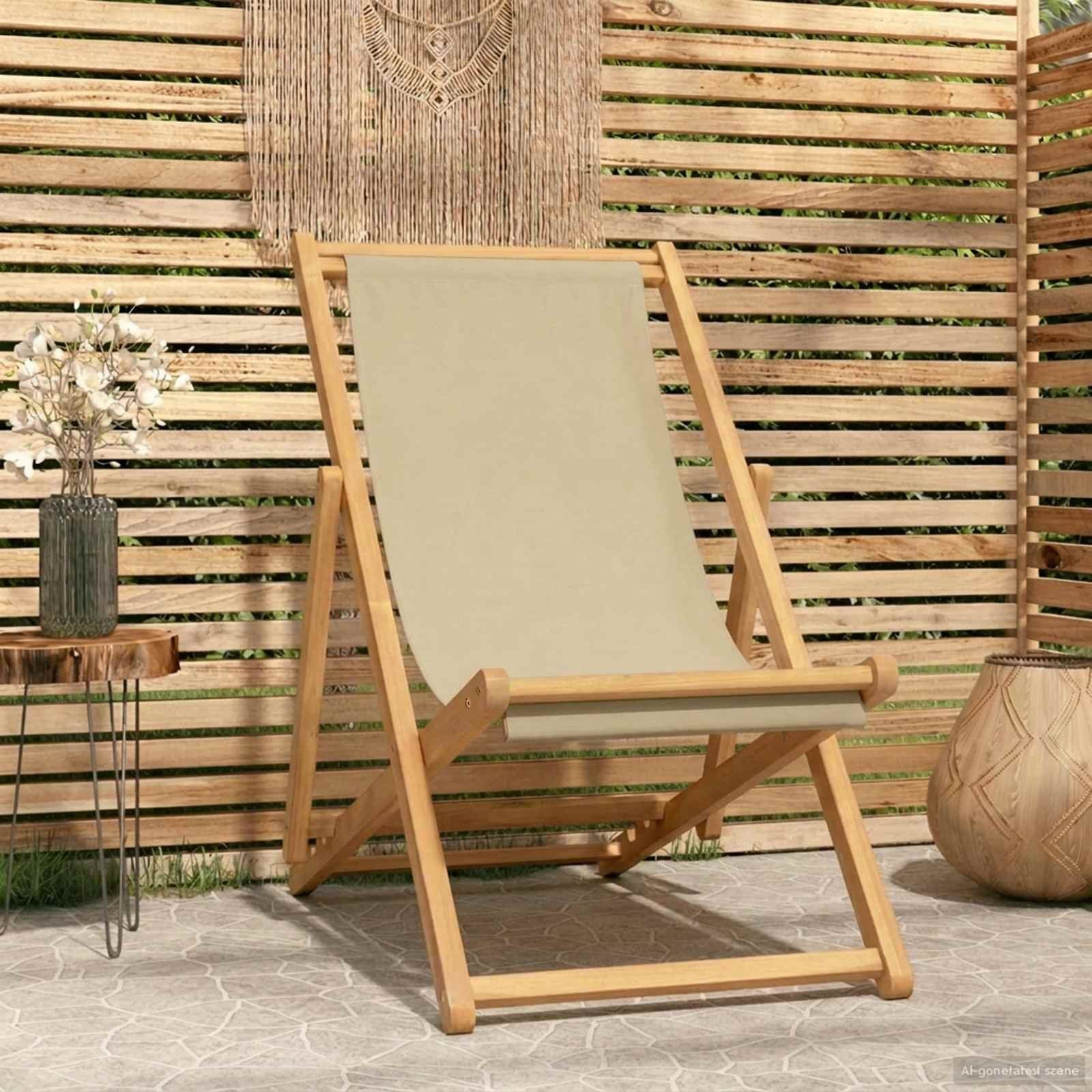 vidaXL Krzesło plażowe Beżowy Lite drewno teakowe 42032663