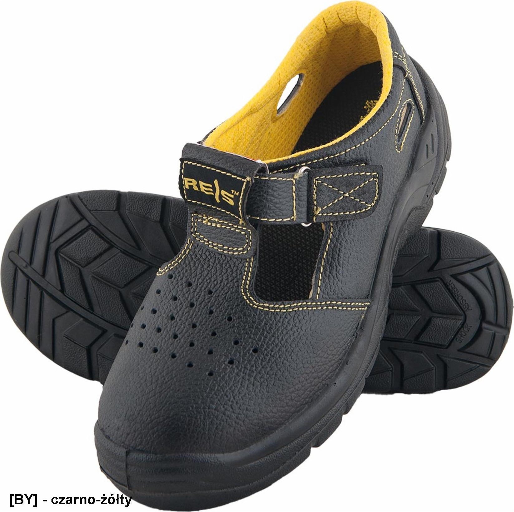R.E.I.S. BRYES-S-S1P - sandał bezpieczne YES, stalowy podnosek, podeszwa antypoślizgowa, olejoodporna, benzynoodporna, antyelektrostatyczna, wkładka antyprzebiciowa 39
