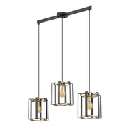 Lampy sufitowe - Primero lampa wisząca 3-punktowa czarna/złota PND-44003-3-BK-GD - miniaturka - grafika 1