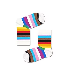 Skarpetki damskie - Happy Socks Pride Stripe, kolorowe i zabawne, Skarpety dla dzieci, Biały-Czerwony-Zielony-Żółty (0-12M) - grafika 1