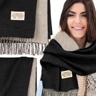 Apaszki i szaliki damskie - SZALIK SZAL DAMSKI ZIMOWY CIEPŁY DUŻY Elegancki Dwustronny Z Frędzlami - miniaturka - grafika 1