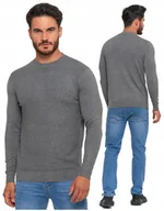 Swetry męskie - Sweter Męski Elegancki Modny Okrągły Dekolt Klasyczny Wiskoza MORAJ - S - miniaturka - grafika 1