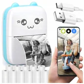 Drukarki kart i etykiet - DRUKUŚ Mini Drukarka Termiczna Do Zdjęć Przenośna ORYGINALNY + 11 ROLEK - miniaturka - grafika 1