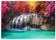 Fototapety - Fototapeta Wodospad Las Natura Różowy 350x250 cm Tapeta Do Sypialni Salonu Kuchni Na Flizelinie - miniaturka - grafika 1