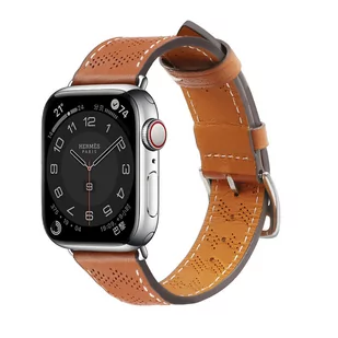 Strap Leather skórzany pasek Apple Watch Ultra, SE, 8, 7, 6, 5, 4, 3, 2, 1 (49, 45, 44, 42  mm) opaska bransoleta brązowy - Akcesoria do smartwatchy - miniaturka - grafika 1