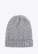 Czapki damskie - Czapka damska z warkoczowym splotem szara - miniaturka - grafika 1