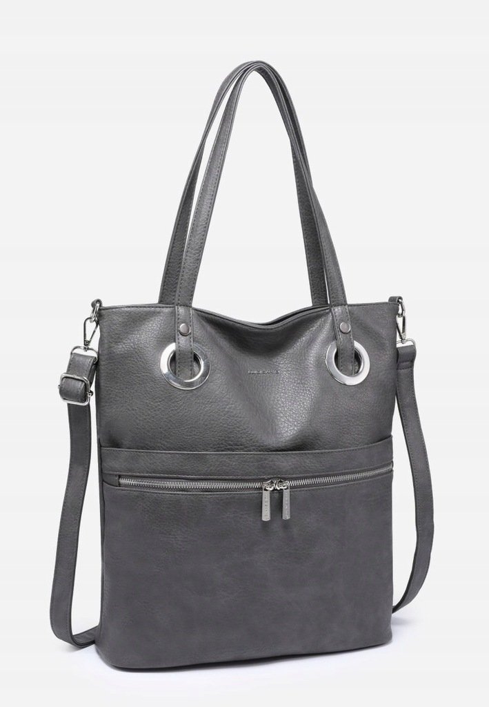 Pojemna Praktyczna Torebka Damska Szara Torba LUIGISANTO Shopper A4
