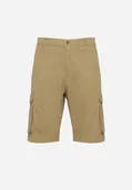Spodenki męskie - Ciemnobeżowe Bawełniane Szorty Cargo z Bocznymi Kieszeniami Vikiitae - miniaturka - grafika 1