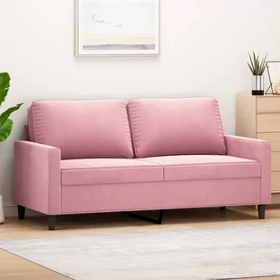 vidaXL Sofa 2-osobowa, różowy, 140 cm, tapicerowana aksamitem - Sofy i kanapy - miniaturka - grafika 1