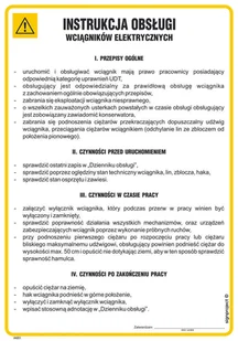IAE01 INSTRUKCJA OBSŁUGI WCIĄGNIKÓW ELEKTRYCZNYCH, FN - FOLIA SAMOPRZYLEPNA; (245X350MM) - Instrukcje stanowiskowe BHP - miniaturka - grafika 1