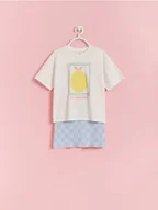 Swetry dla dziewczynek - Reserved - Dzianinowa spódnica z wiskozą - jasnoniebieski - miniaturka - grafika 1