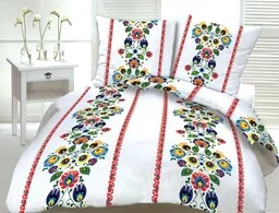 Karo Pościel z kory 180x200 Łowicka 222b biało-czerwona kwiatki na guziki bawełna - Pościel Karo Pościel z kory 180x200 Łowicka 222b biało-czerwona kwiatki na guziki bawełna - Pościel - miniaturka - grafika 1