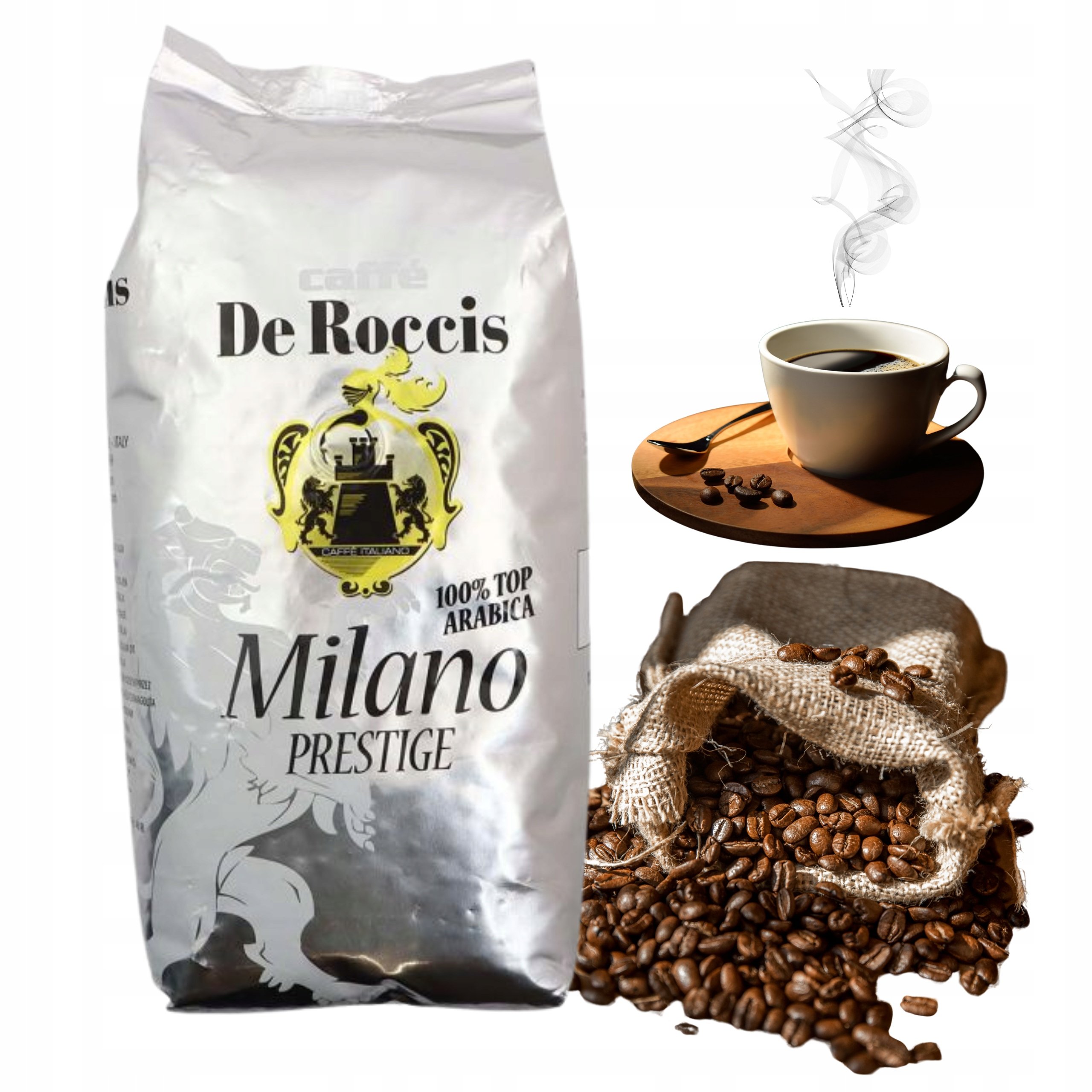 Kawa Ziarnista De Roccis Milano Prestige 1kg Arabica 100% Włochy