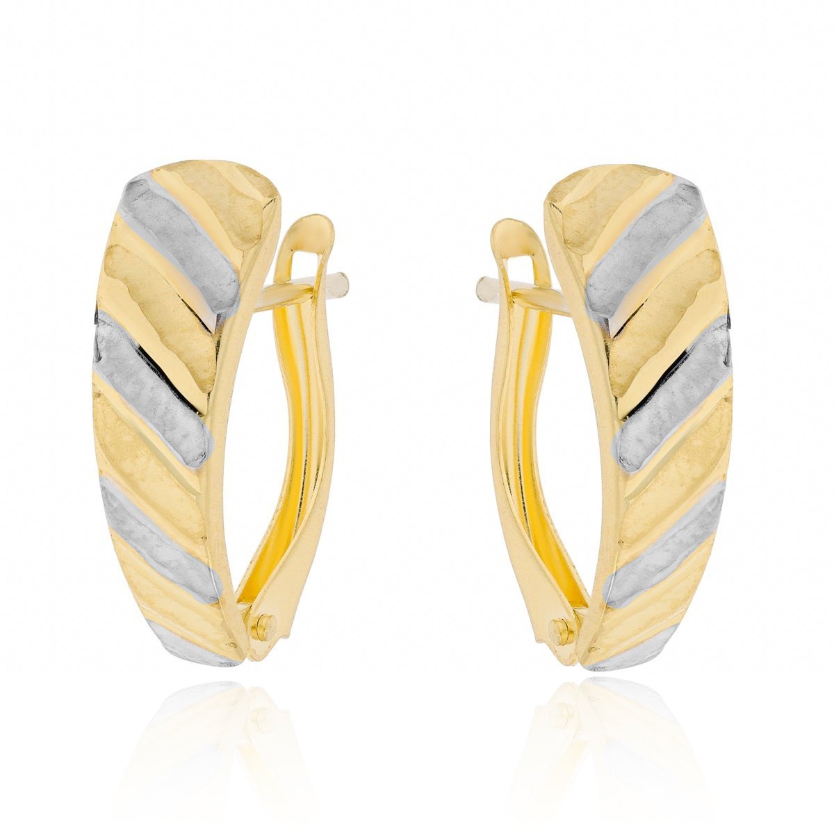 Złote kolczyki grawerowane na angielskim zapięciu pr. 333