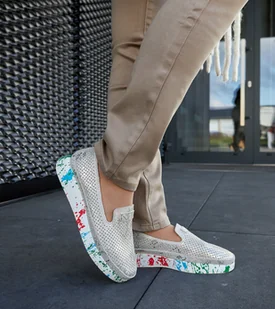 Beżowe półbuty na kolorowym koturnie Santina-36 - Półbuty damskie - miniaturka - grafika 1