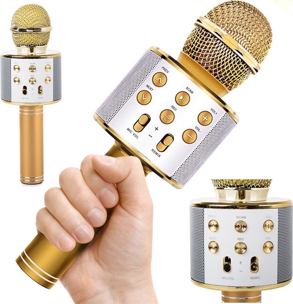 Mikrofon Verk Mikrofon bezprzewodowy bluetooth głośnik karaoke modulator głosu okrągły Mikrofon bezprzewodowy bluetooth głośnik karaoke modulator głosu okrągły