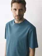 Koszulki męskie - Reserved - T-shirt regular z merceryzowanej bawełny - granatowy - miniaturka - grafika 1