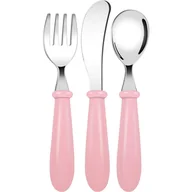 Sztućce dla dzieci - Sztućce dla Dzieci Dziecięce Bezpieczne Nieostre Stal Różowe 3 szt - miniaturka - grafika 1