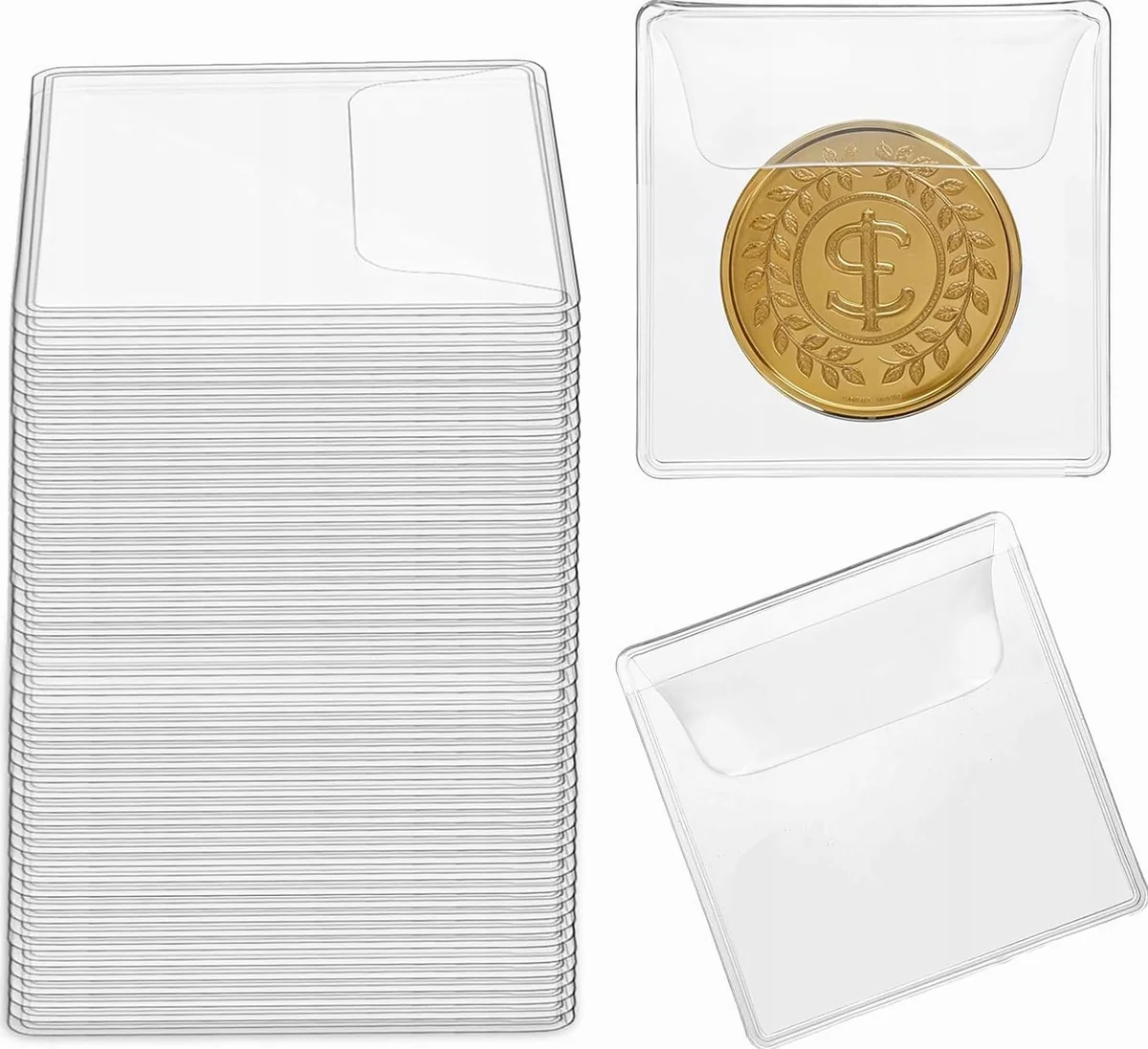 KIESZENIE 25 SZTUK 5X5CM NA MONETY OCHRANIACZE ETUI PLASTIKOWE