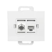 Gniazdka elektryczne - Gniazdo TV Onyx typu "F"+ RJ45 komputerowe białe - miniaturka - grafika 1