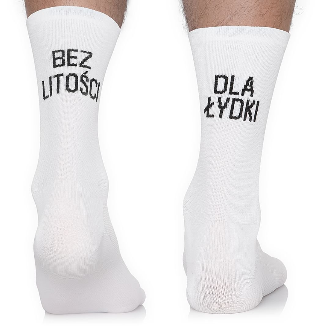 Termoaktywne skarpetki kolarskie Todo Cycling Pro - Bez Litości dla Łydki, białe, 43-46