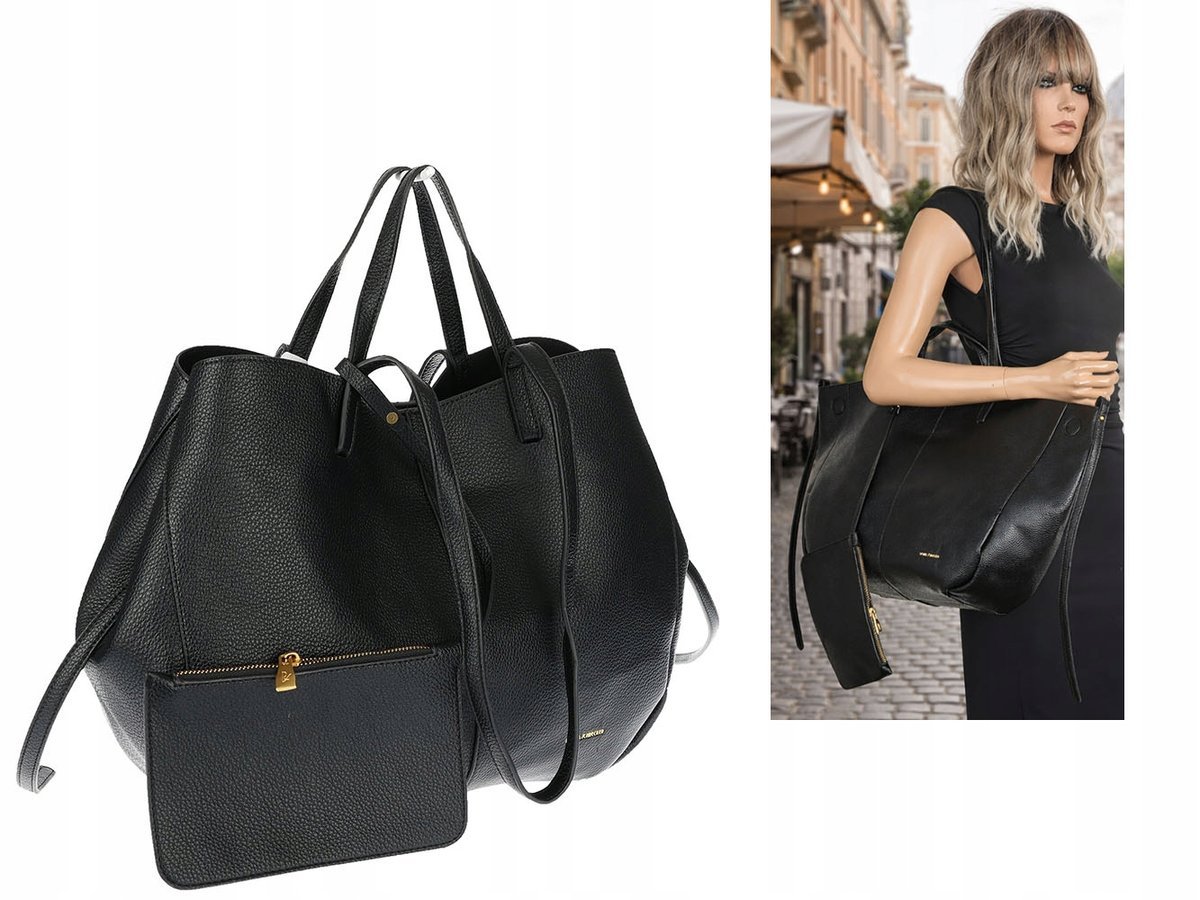 Torebka Damska Shopperka łódka Pojemna Duża Torba eko skóra RS5019 czarna