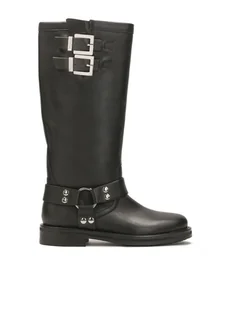 Skórzane kozaki z klamrami - 40 - Kozaki damskie - miniaturka - grafika 1