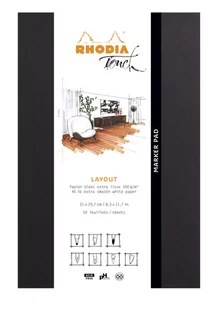 Rhodia Clairefontaine 116100C blok z pisakiem Marker, 50 arkuszy, zdejmowany, z papieru, wzór jednokolorowy, biały, 16 x 21 cm, 100 g, 21 x 29,7 cm, czarny 116101C - Notesy i bloczki - miniaturka - grafika 1