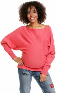 Bluzki ciążowe - Peekaboo Sweter ciążowy w kolorze koralowym - grafika 1
