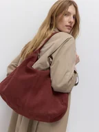 Torebki damskie - Reserved - Zamszowa torebka shopper - bordowy - miniaturka - grafika 1