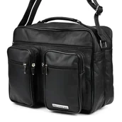 Torby męskie - Czarna męska duża torba dwukomorowa BELTIMORE H84 czarny - miniaturka - grafika 1
