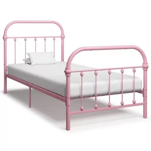 vidaXL Rama łóżka, różowa, metalowa, 100 x 200 cm - Łóżka - miniaturka - grafika 1