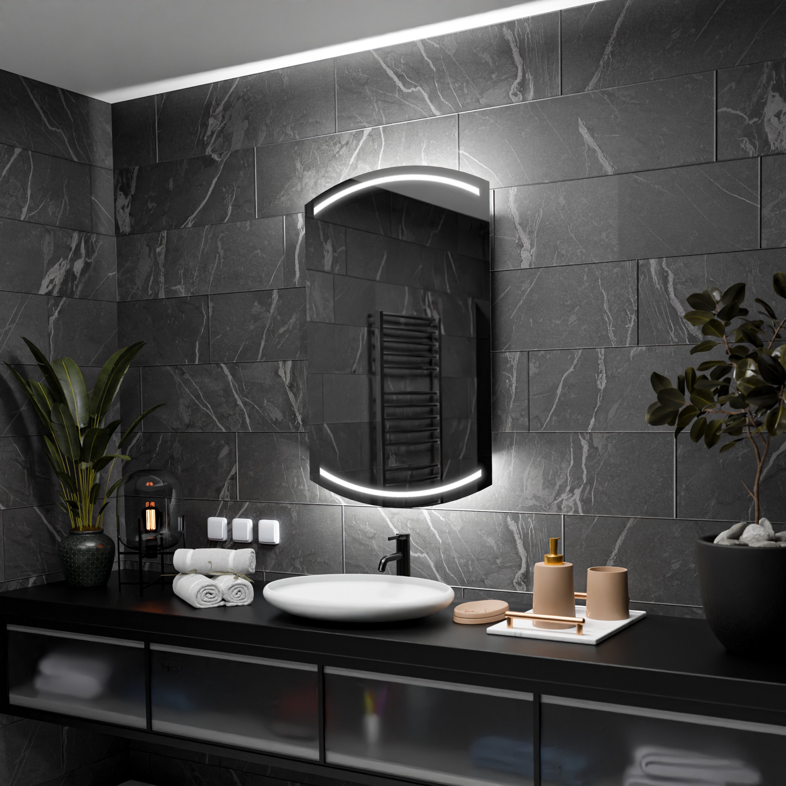 Owalne lustro łazienkowe z podświetleniem LED - Kair - 50x90cm