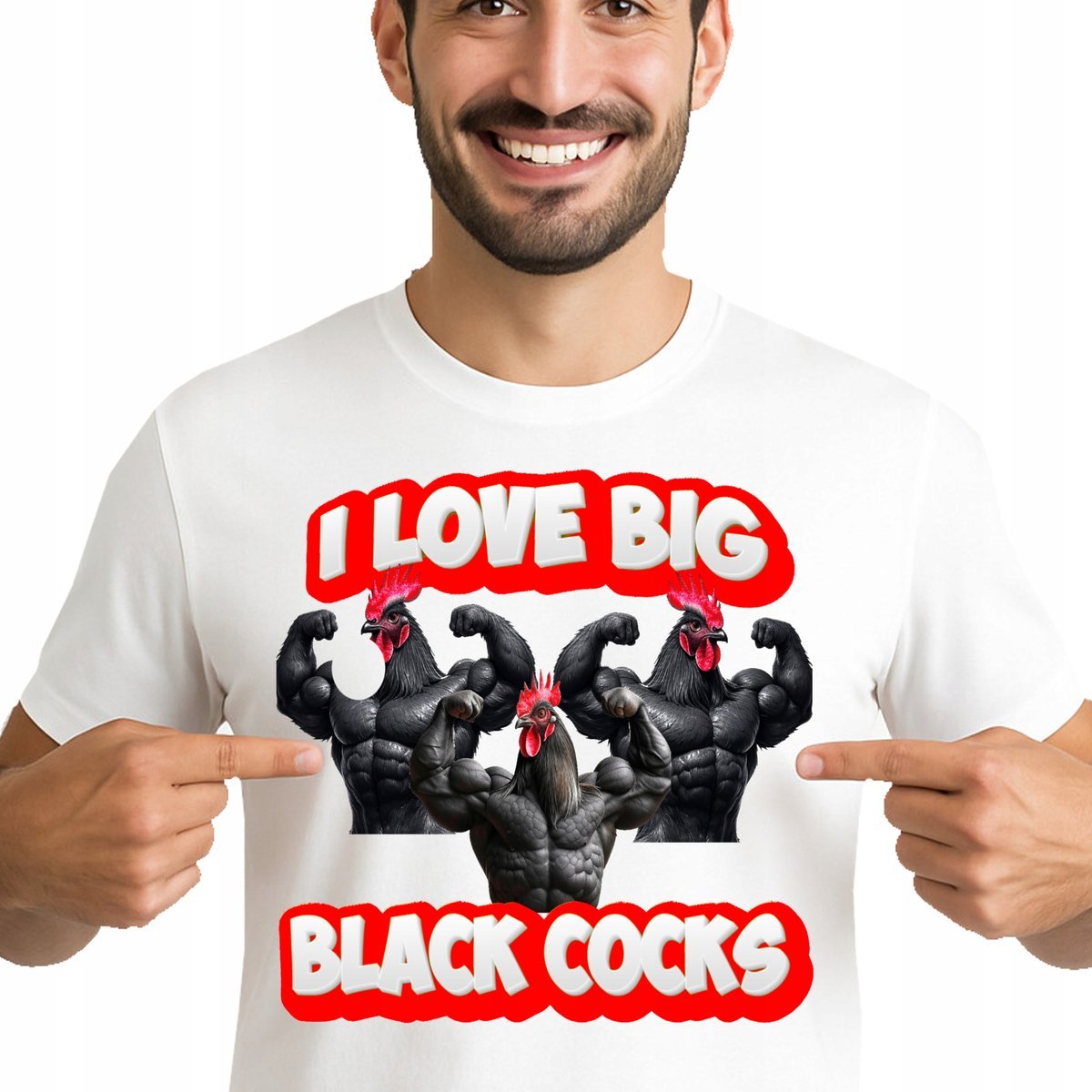 Śmieszna Koszulka I Love Big Black Cocks KOGUT Jakość Premium XL 3529