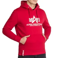 Bluzy męskie - Bluza Alpha Industries Basic Hoody 178312328 - czerwone - miniaturka - grafika 1