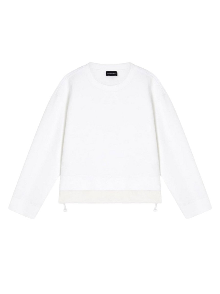 felpe senza cappuccio damskie emporio armani - bluza sweatshirt - biały