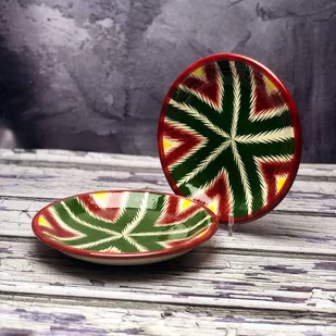 Mały talerz ceramiczny ręcznie zdobiony „Na rozstaju dróg” o średnicy 15cm - Talerze - miniaturka - grafika 1