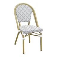 Krzesła - Krzesło do jadalni Lauria, aluminium/tkanina, biały, szary, rama z efektem bambusa - miniaturka - grafika 1